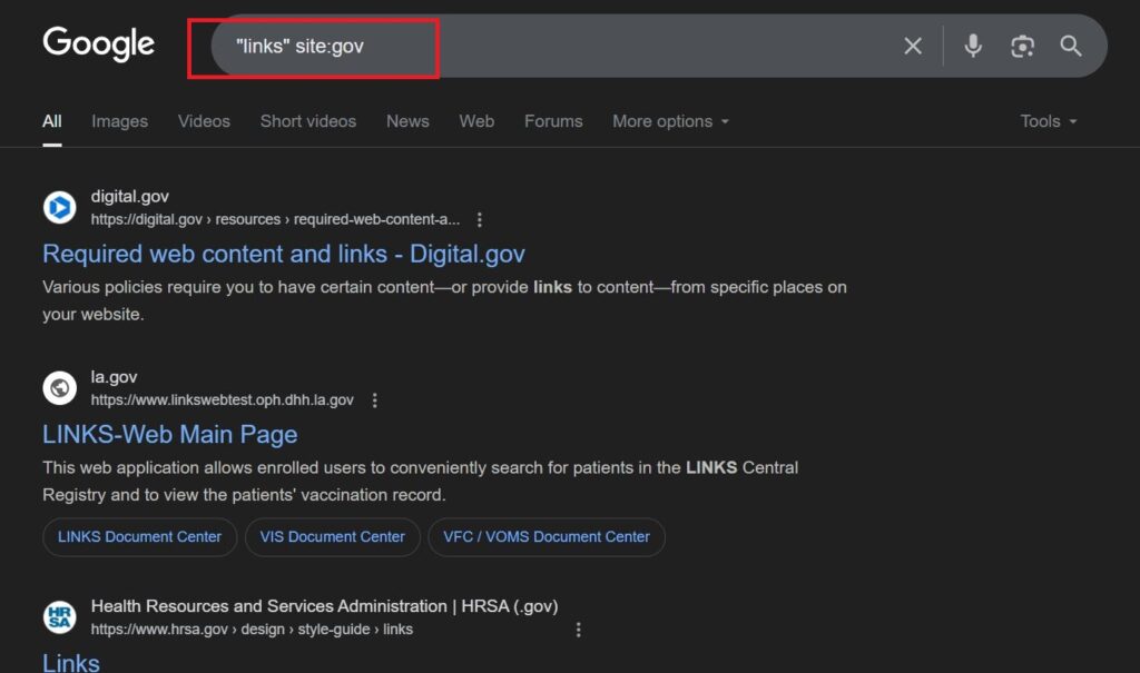 gov link query
